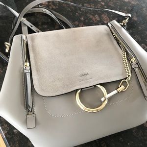 CHLOE Suede Calfskin Faye Backpack Motty Grey